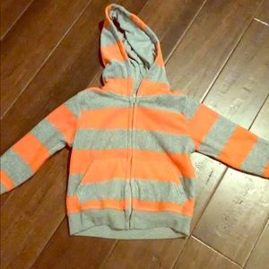 Orange and Gray zip up fleece hoodie